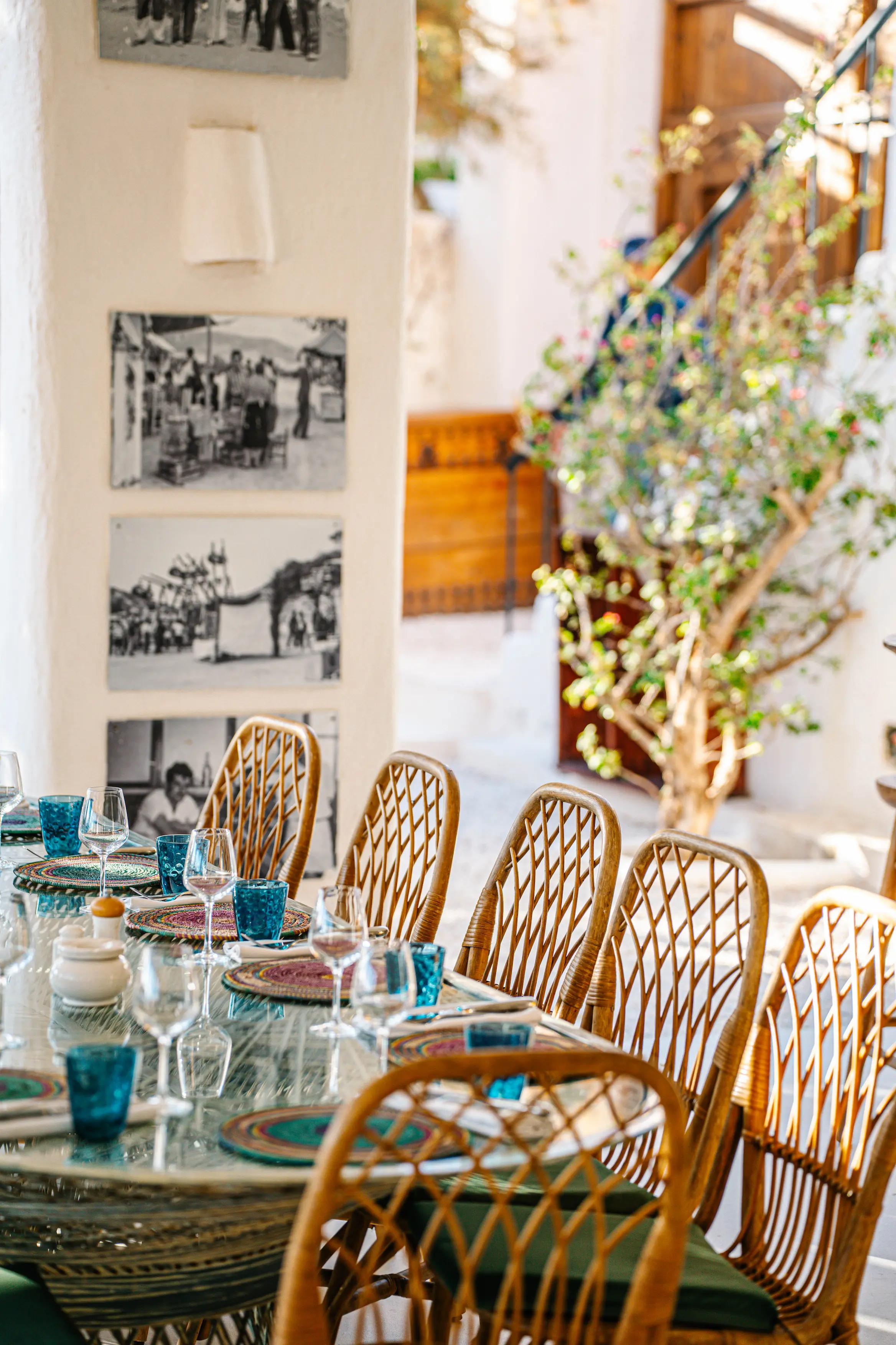Authentic Moroccan fine dining in an elegant Mykonos-style indoor setting at Casa Lalla Takerkoust near the Agafay Desert