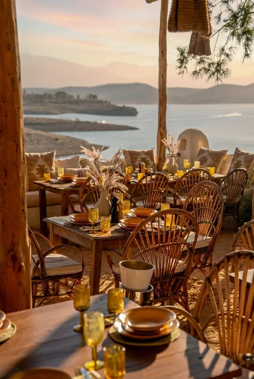 Panoramic view of the snow-capped High Atlas Mountains from the desert