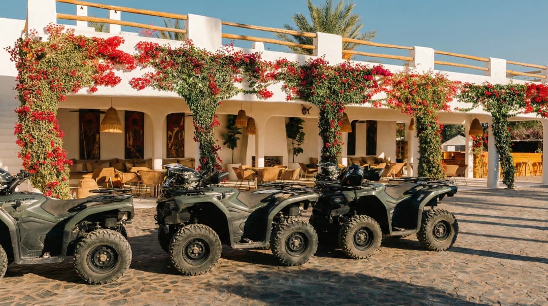 Navigating winding off-road trails on a quad bike in the Marrakech desert