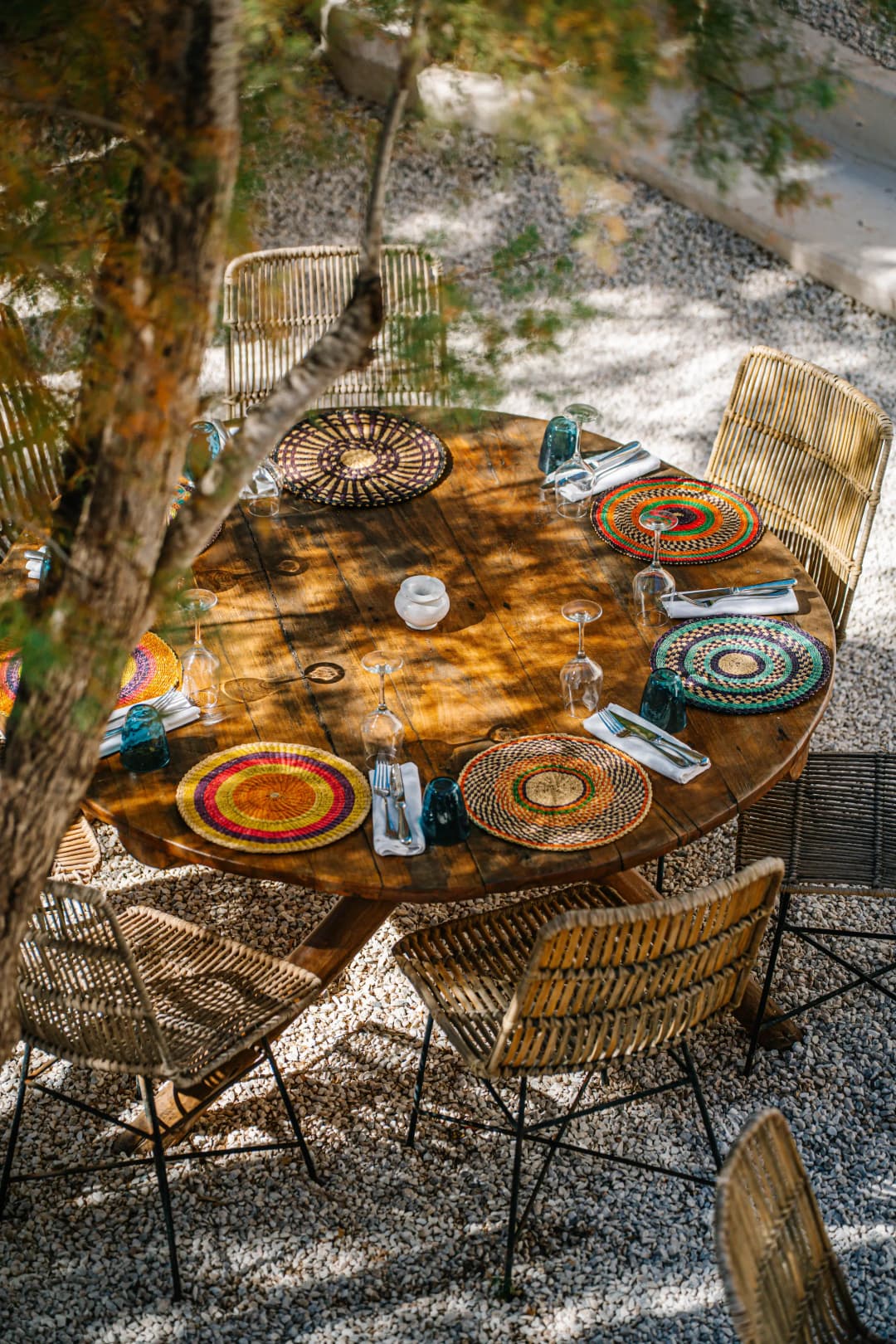 Ibiza & Mykonos Style Luxury Restaurant Near Agafay Chic Ibiza and Mykonos style restaurant setting offering a VIP luxury day club experience near the Agafay Desert