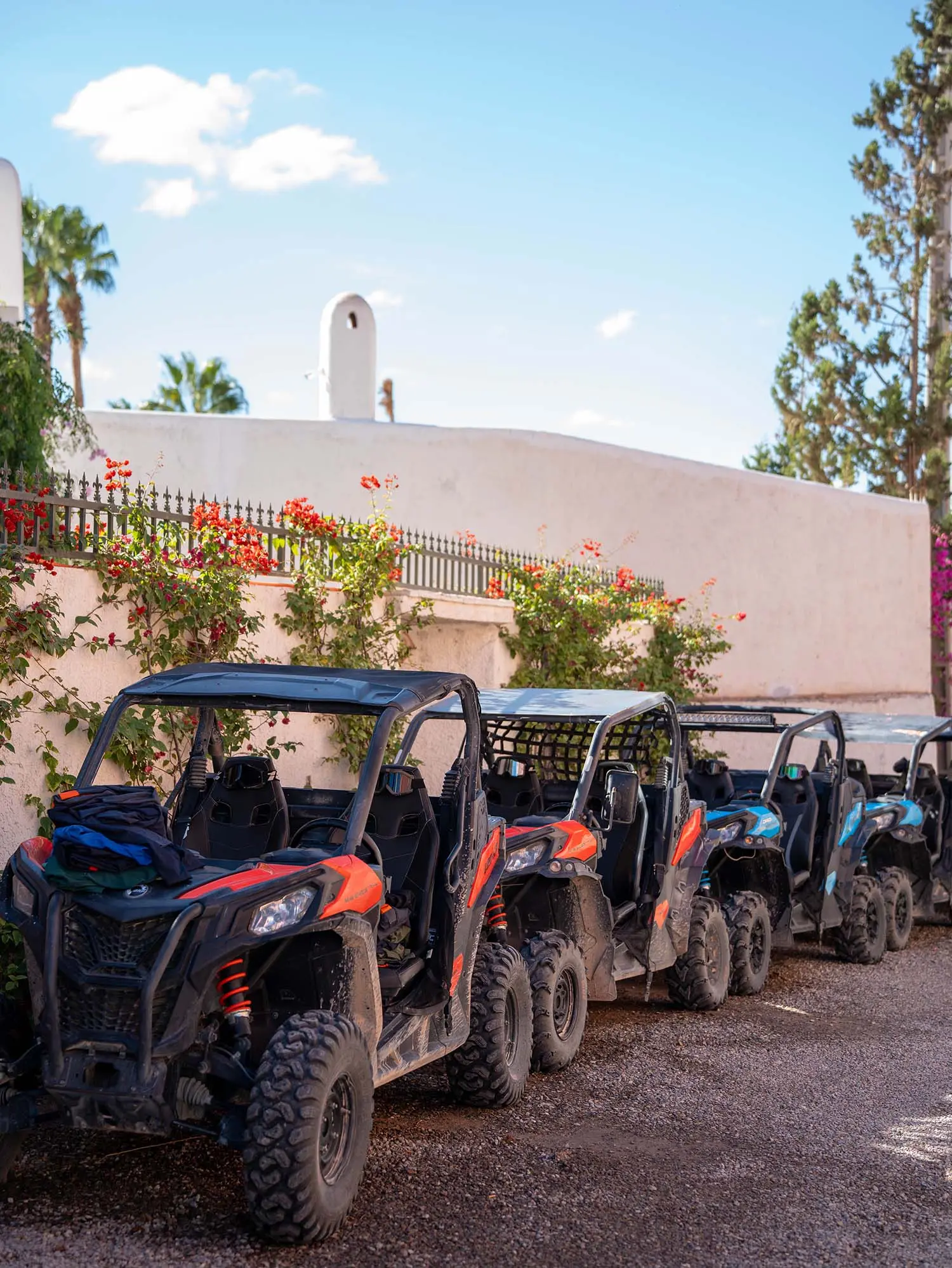 Stunning golden hour landscape in the Agafay desert with snow-capped peaks