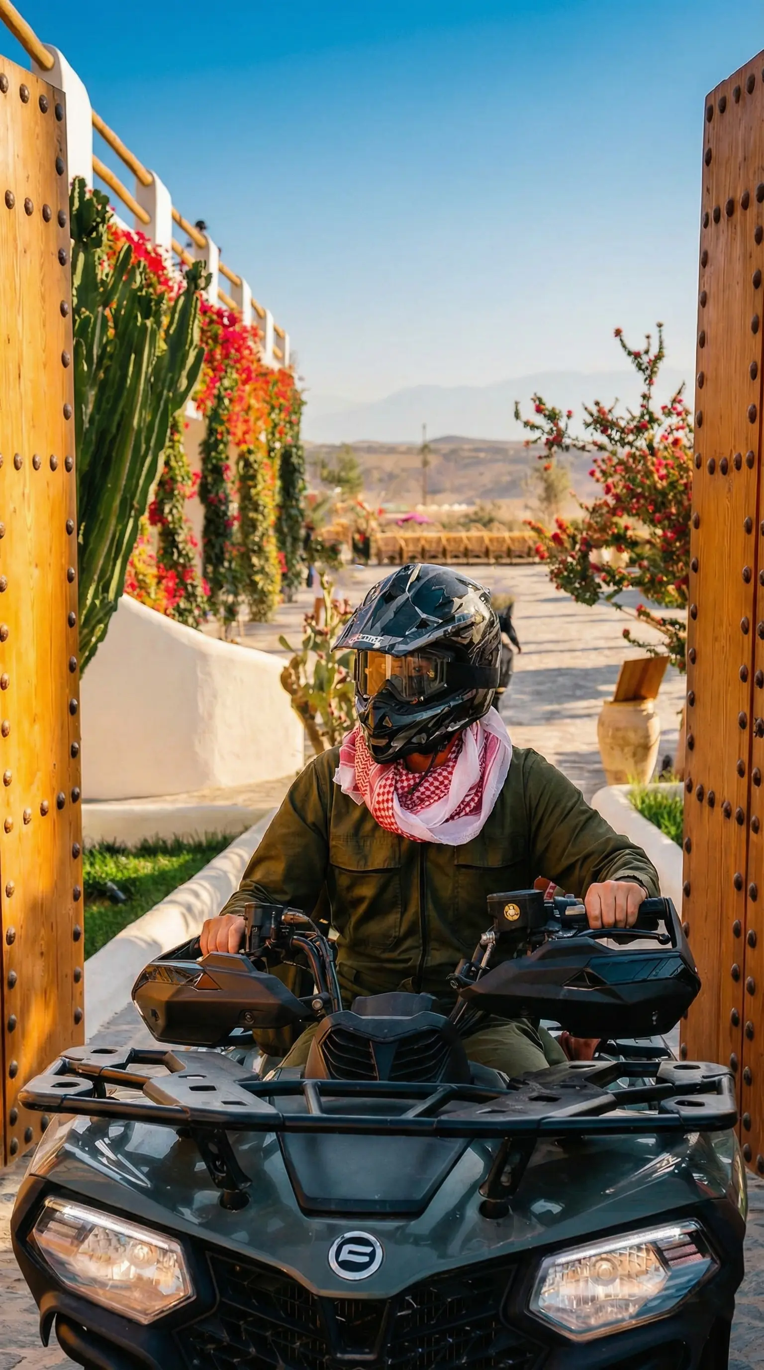 Navigating winding off-road trails on a quad bike in the Agafay desert